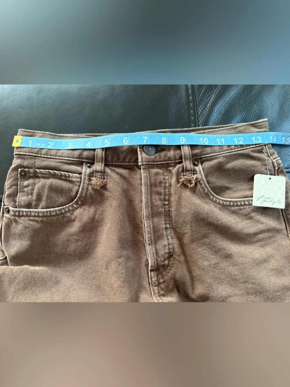 FREE PEOPLE We The Free Makai Ripped Cutoff Chocolate Denim Shorts 25